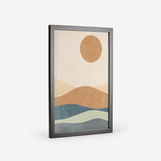 Poster de paisagem com montanhas e um sol 3